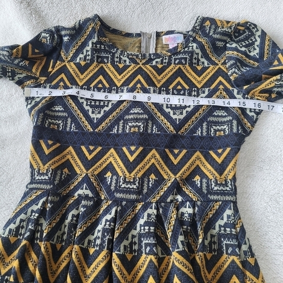 Lularoe Amalia Dress Zip Up Back Geometric Print Black and Golds Size Sm… - Picture 3 of 7